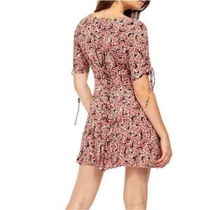 Free People Floral Print Lace-Up Mini Dress Size S